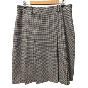 Jones New York Signature Wool Blend Houndstooth Pleated Skirt Size 12 Black & Wh